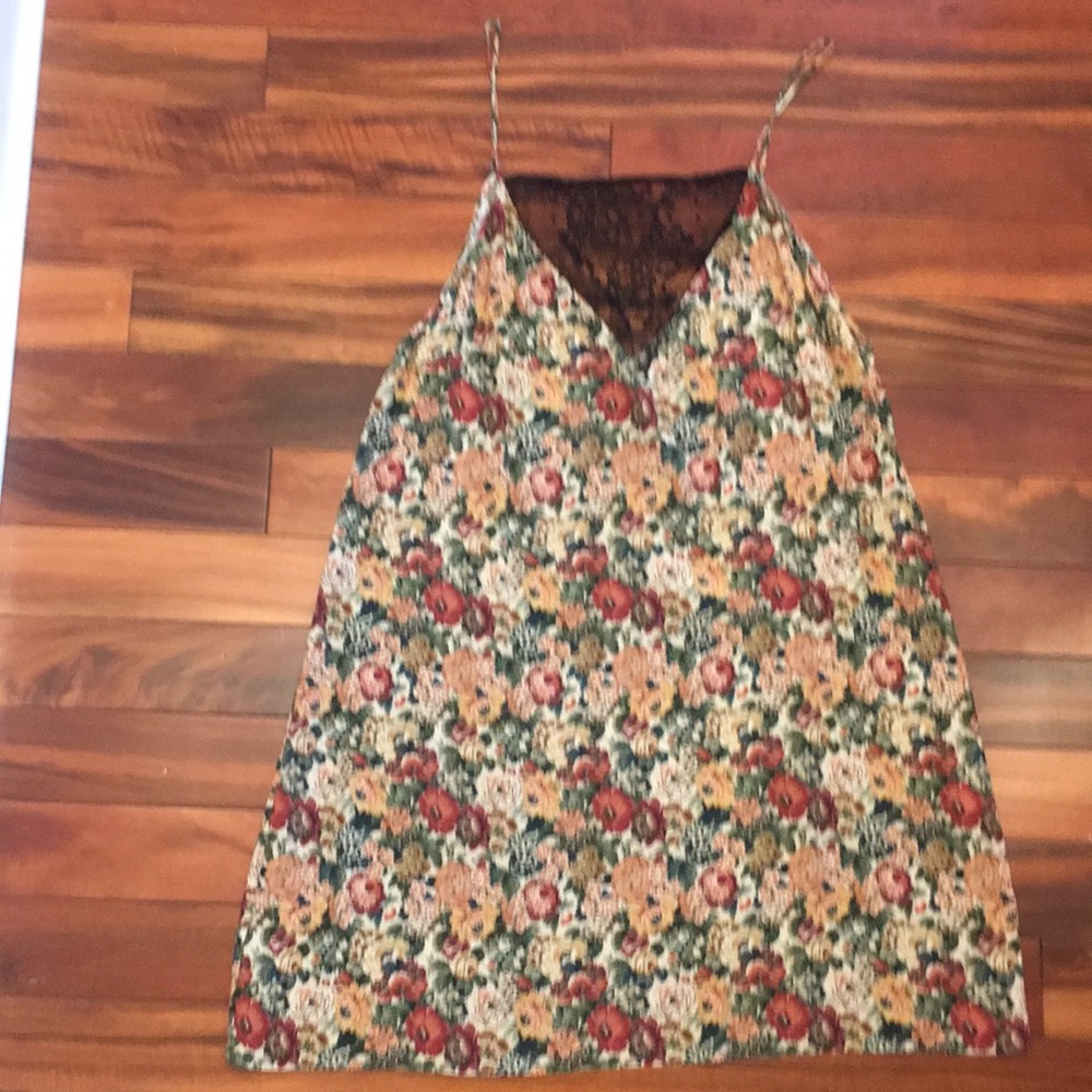 Zara Woman Floral Spaghetti Strap Dress